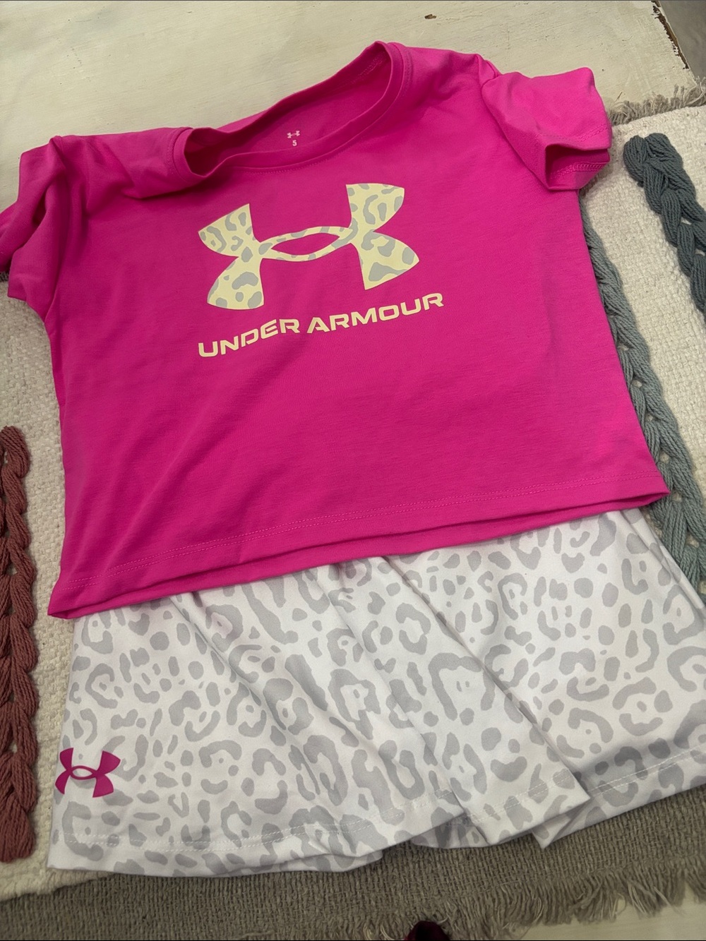 Under Armour Hot Pink Crop Tee with Light Leopard Skort